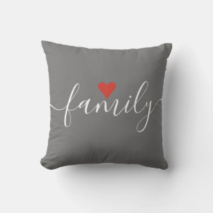 Script Family Monogram Preppy Stripe Love Heart Throw Pillow