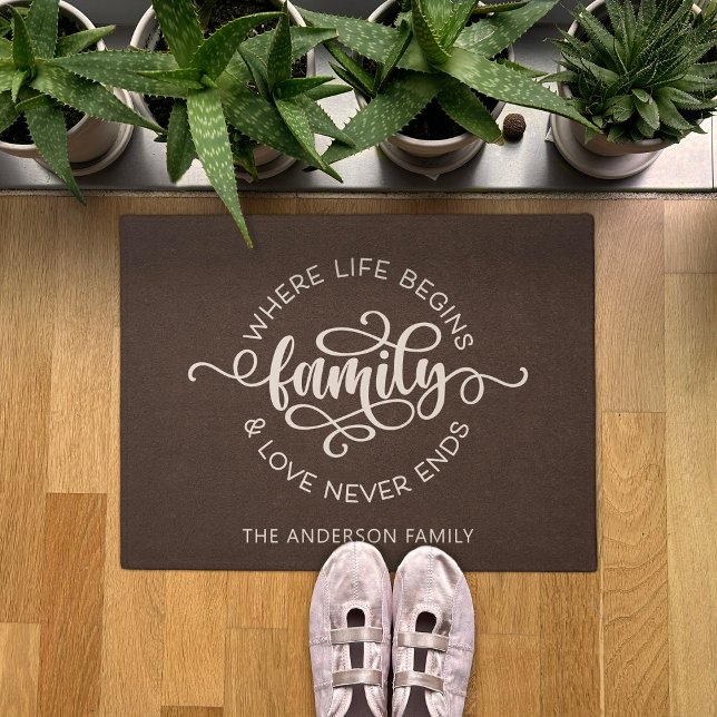 Script Family Name House Number Personalized Doormat (Creator Uploaded)