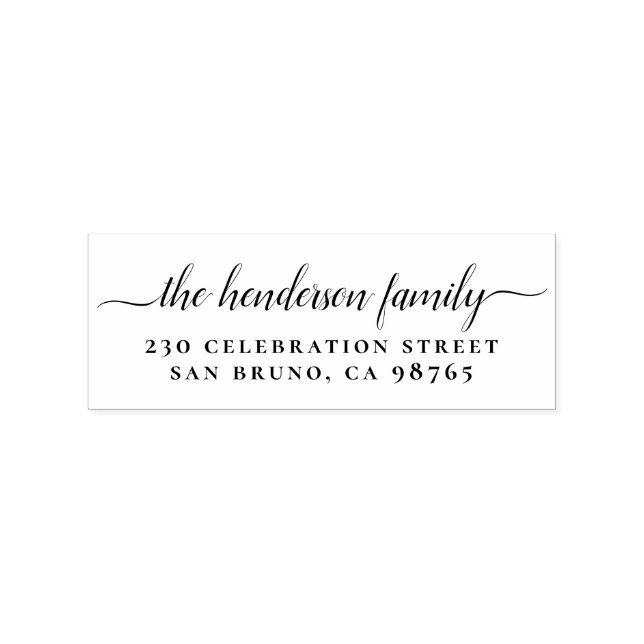 Script Family Name Personalized Return Address Rubber Stamp (Imprint)