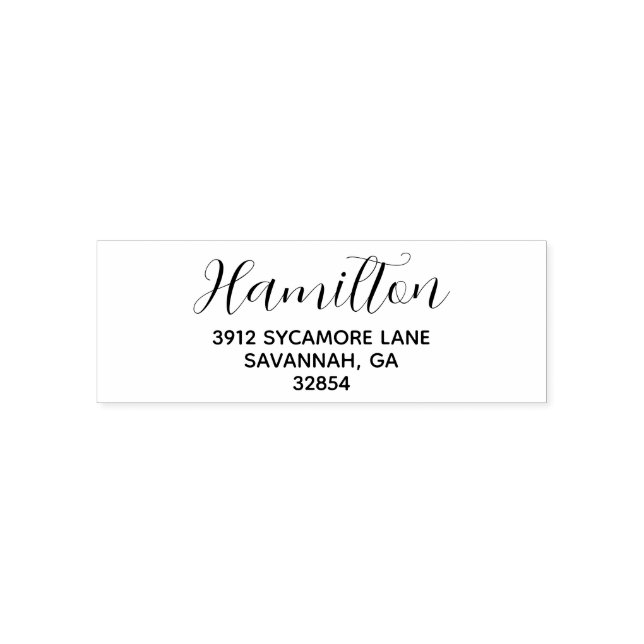 Script Family Name & Simple Address Self-inking Stamp (Design)