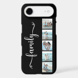 Script Family Photo Black<br><div class="desc">Create your own custom 4 photo iPhone 17 Air. The design features a grid style photo collage with 4 of your favourite photos of and your family, the word "family" in a modern script font with hearts. The photo template is set up ready for you to add your photos, working...</div>
