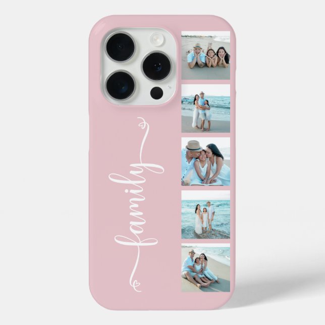 Script Family Photo Blush Pink Case-Mate iPhone Case (Back)