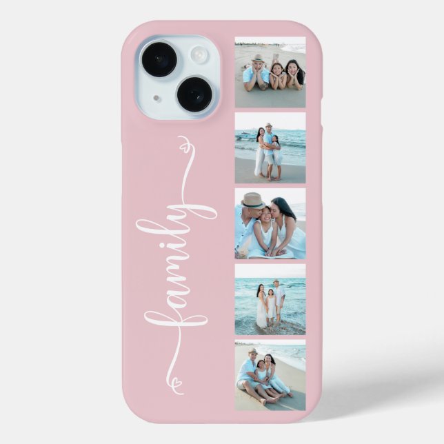 Script Family Photo Blush Pink Case-Mate iPhone Case (Back)