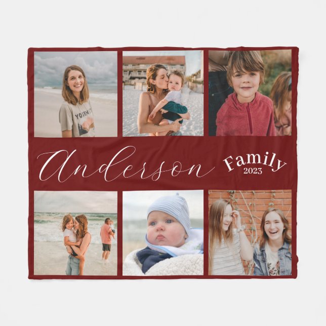 Script family photo collage Fleece Blanket (Front (Horizontal))