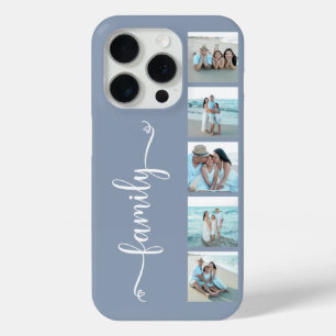 Script Family Photo Dusty Blue iPhone 15 Pro Case