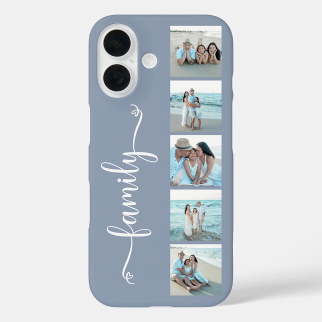 Script Family Photo Dusty Blue Case-Mate iPhone Case (Back)