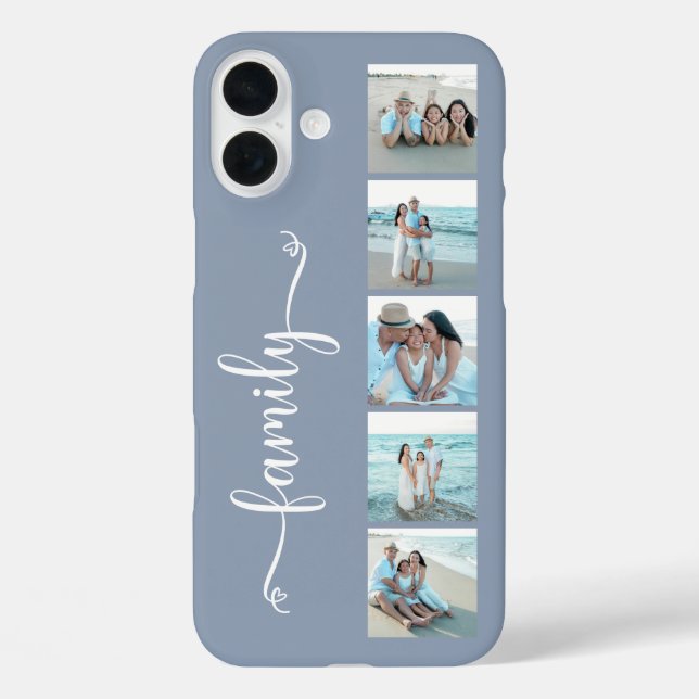 Script Family Photo Dusty Blue Case-Mate iPhone Case (Back)