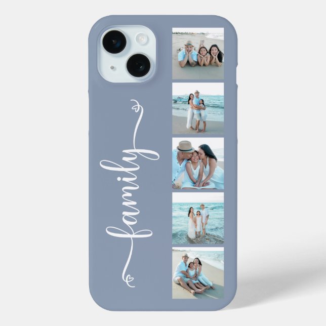 Script Family Photo Dusty Blue Case-Mate iPhone Case (Back)