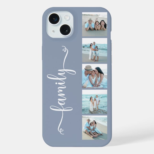 Script Family Photo Dusty Blue iPhone Case (Back)