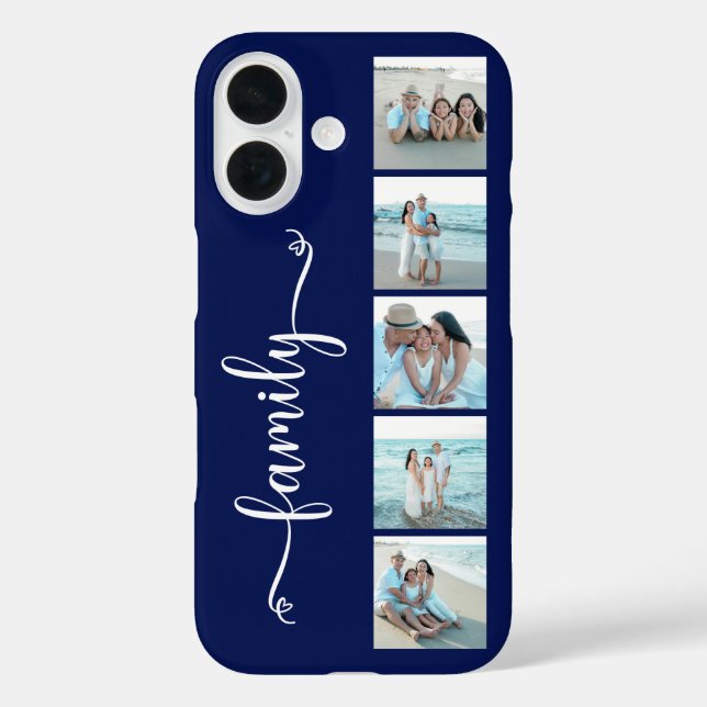 Script Family Photo Navy Blue Case-Mate iPhone Case (Back)