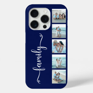 Script Family Photo Navy Blue iPhone 15 Pro Case