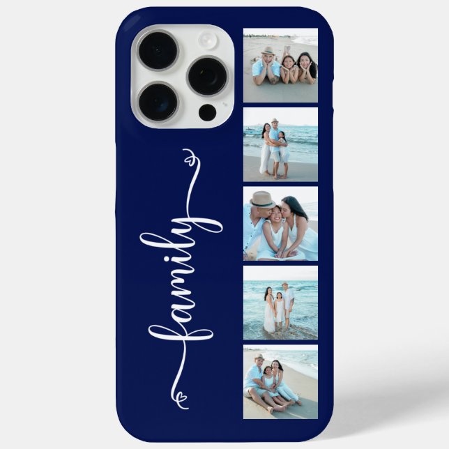 Script Family Photo Navy Blue Case-Mate iPhone Case (Back)