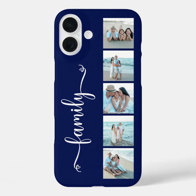 Script Family Photo Navy Blue Case-Mate iPhone Case (Back)