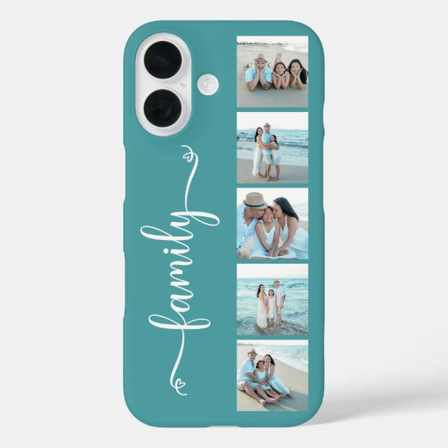 Script Family Photo Teal Case-Mate iPhone Case (Back)