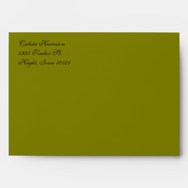 Script fantaisie Olive Green Enveloppes d'adresse  (Devant)