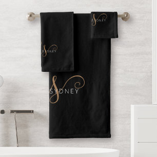 Script féminin Black Gold moderne Monogramme