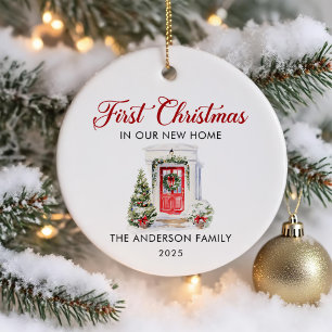 Script First Christmas At Our New Home Ceramic Ornament