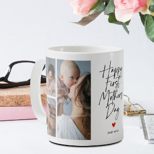 Script First Mother's Day Photo Collage Gift Coffee Mug