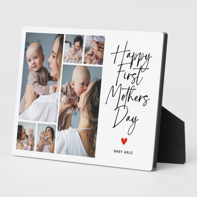 Script First Mother's Day Photo Collage Gift Plaque (Side)
