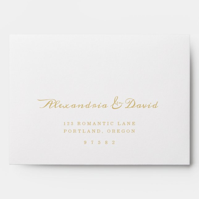 Script Floral Roses Wedding White Envelope Liner (Front)