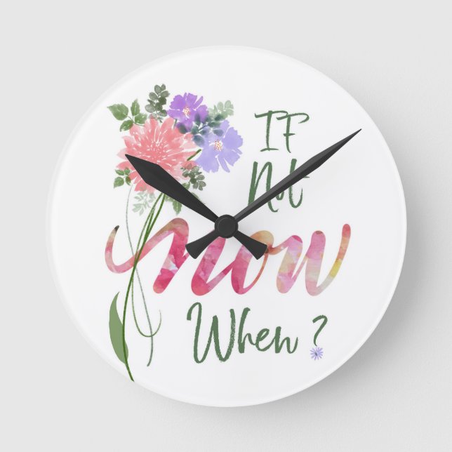 Script Floral wall  Round Clock (Front)