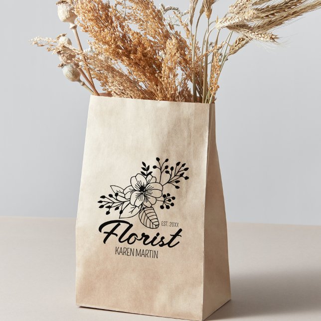 Script Florist Business Packaging Custom Large Rubber Stamp (Creator Uploaded)