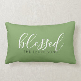 Script Font Blessed Name Lumbar Pillow