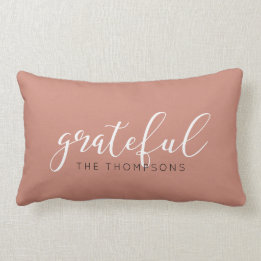 Script Font Grateful Name Lumbar Pillow