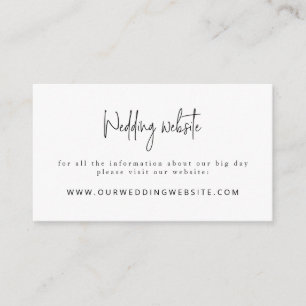 Script Font Modern Black and White Wedding Website Enclosure Card