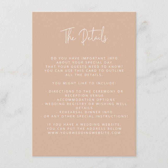 Script Font Modern Wedding Blush Pink Enclosure Card (Front)