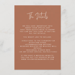 Script Font Modern Wedding Copper Colour Block Enclosure Card
