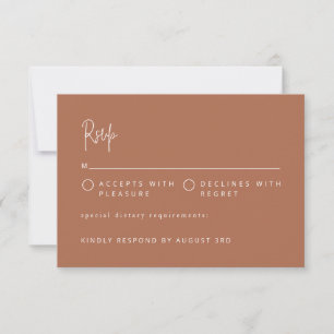 Script Font Modern Wedding Copper Colour Block RSVP Card