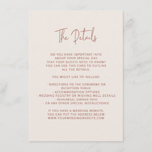 Script Font Modern Wedding Terracotta & Cream Enclosure Card