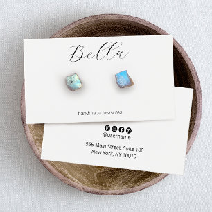 Script Font Plain White Earring Display Card