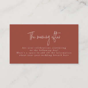 Script Font Terracotta & Cream Post Wedding Brunch Enclosure Card