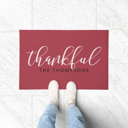 Script Font Thankful Name Doormat