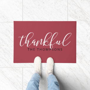 Script Font Thankful Name Doormat