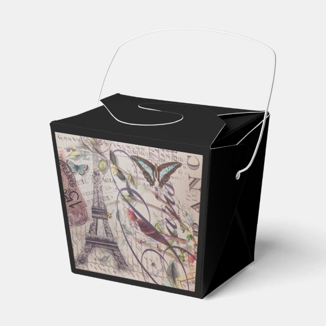 Script French country butterfly Paris Eiffel Tower Favor Box (Front Side)