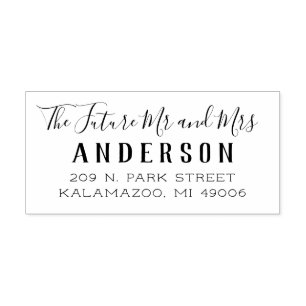 Script Future Mr. and Mrs. Wedding Return Address Rubber Stamp