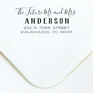 Script Future Mr. and Mrs. Wedding Return Address Self-inking Stamp
