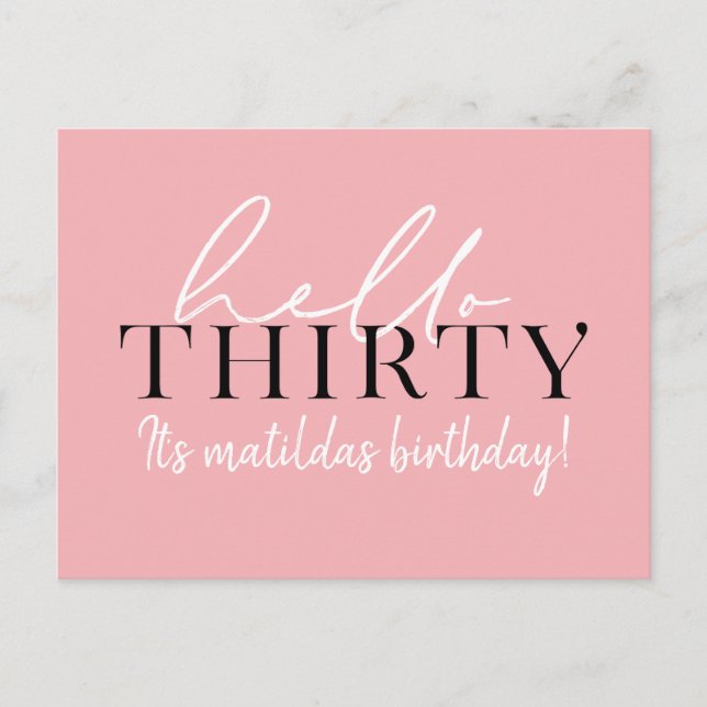 Script & geometric 30th birthday postcard (Front)