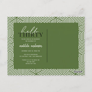 Script & geometric 30th birthday postcard
