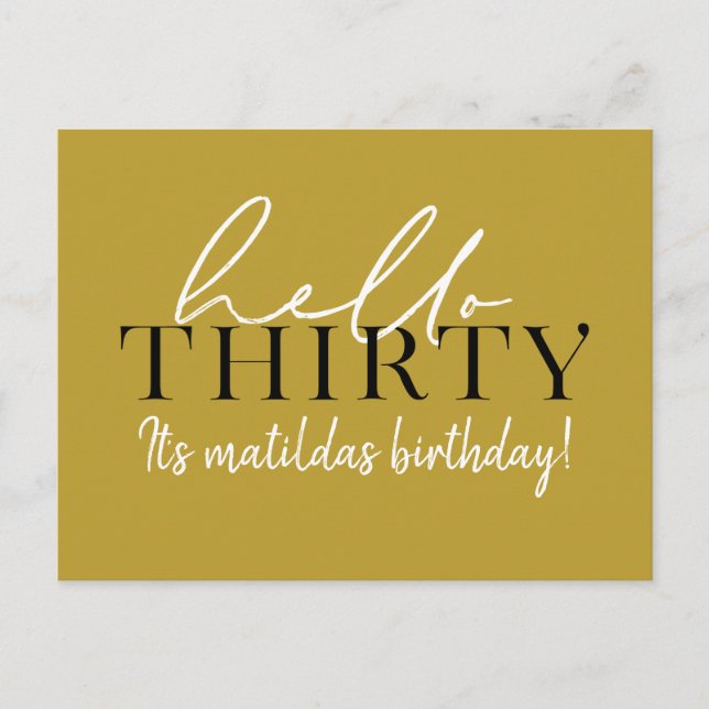 Script & geometric 30th birthday postcard (Front)