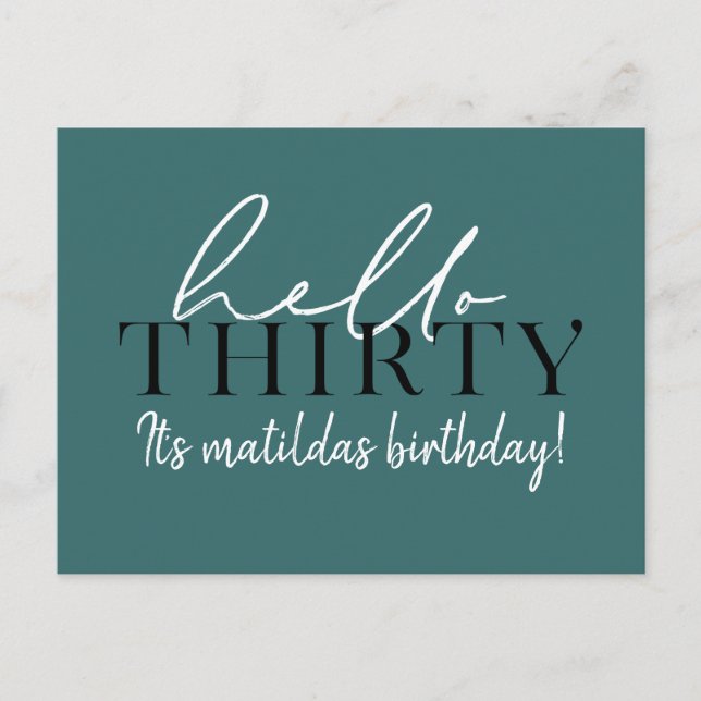 Script & geometric 30th birthday postcard (Front)