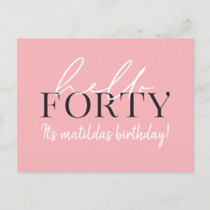 Script & geometric 40th birthday invitation postcard