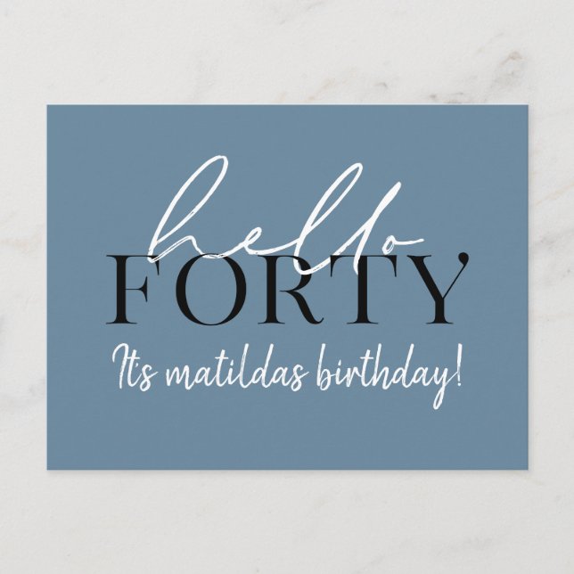 Script & geometric 40th birthday postcard (Front)