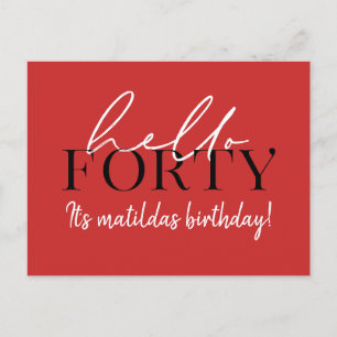 Script & geometric 40th birthday postcard