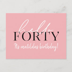 Script & geometric 40th birthday postcard