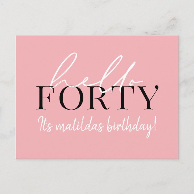 Script & geometric 40th birthday postcard (Front)