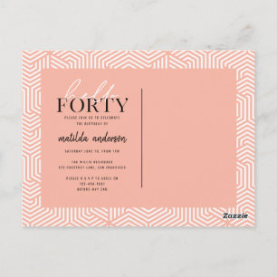 Script & geometric 40th birthday postcard